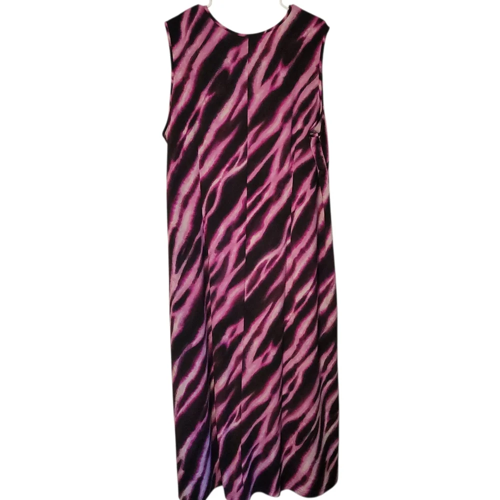 NWT Bob Mackie Wearable Art Pink/ Black Animal Print Sleeveless Dress, Size 2X - Picture 5 of 9